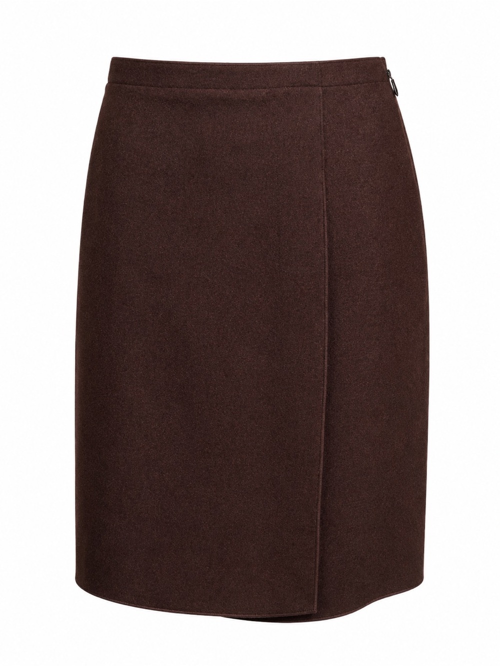 NWT Nina Ricci Chocolate Brown / Burgundy Wool Faux Wrap Pencil Skirt Size 38 4